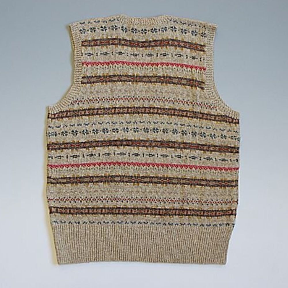 Double RRL Tan Multi Fair-isle V Neck Sweater Vest - Picture 10 of 16